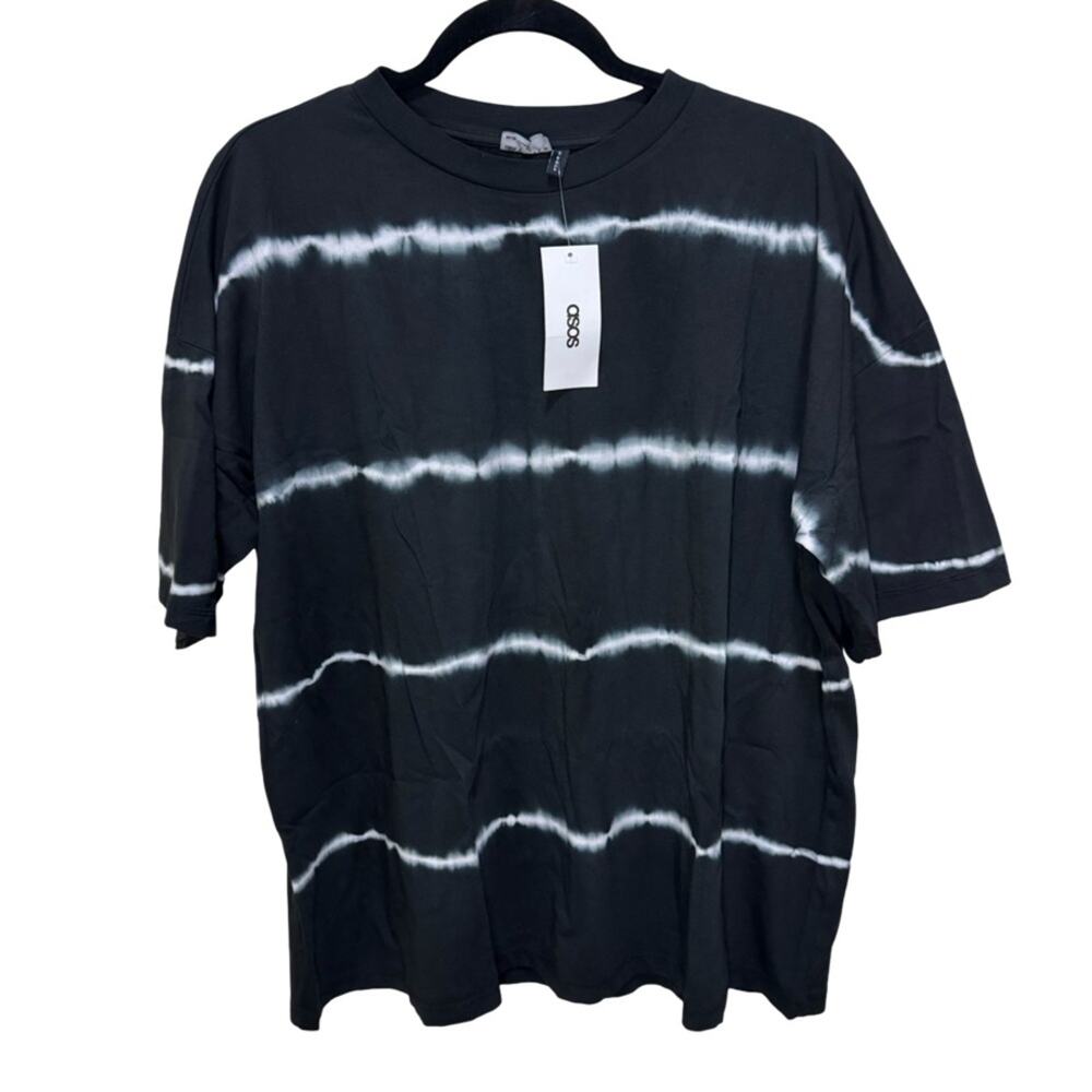 ASOS Design Oversized T-Shirt in Black Tie Dye Stripe - 8